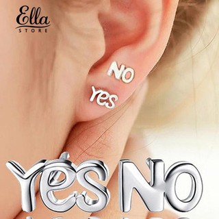Ellastore Women's Fashion Jewelry 925 Sterling Silver YES NO Ear Stud Earrings