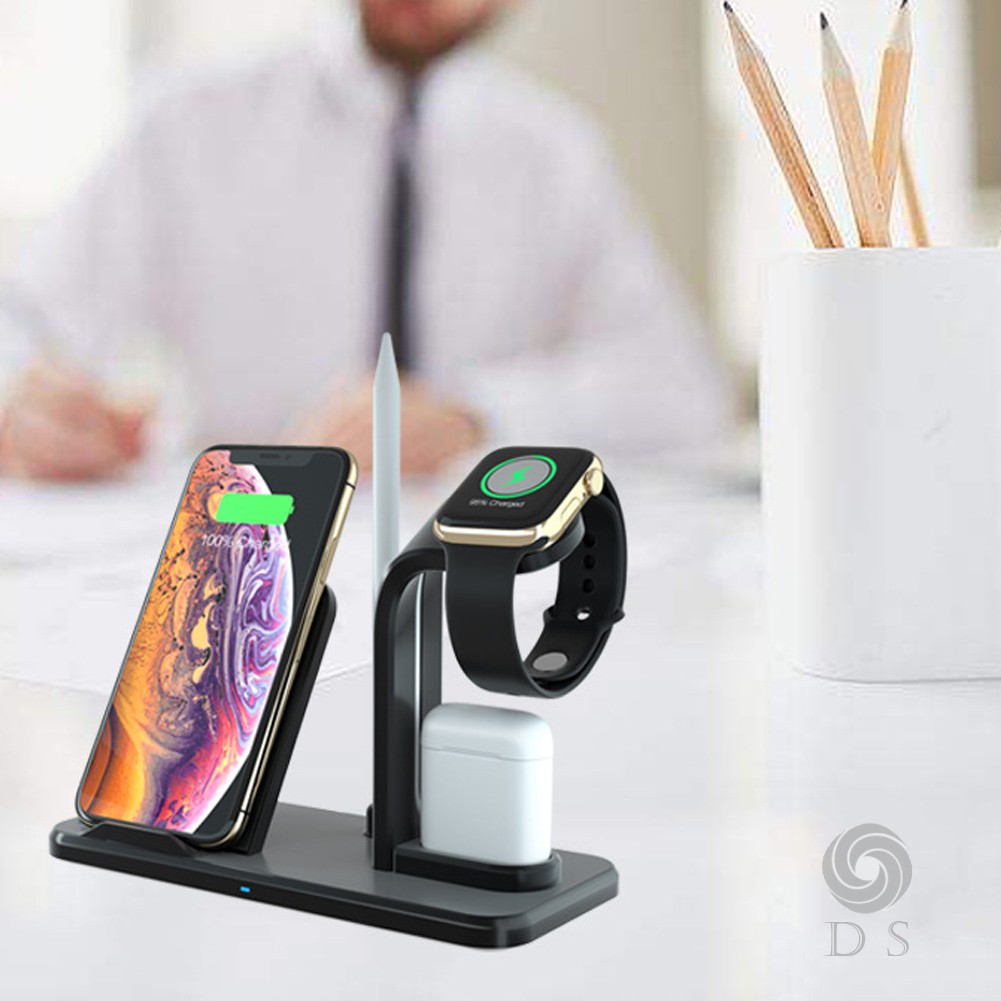 3 In1 Qi Wireless Charger Dock Stand Station for Apple Watch 2/3 Airpods iPhone