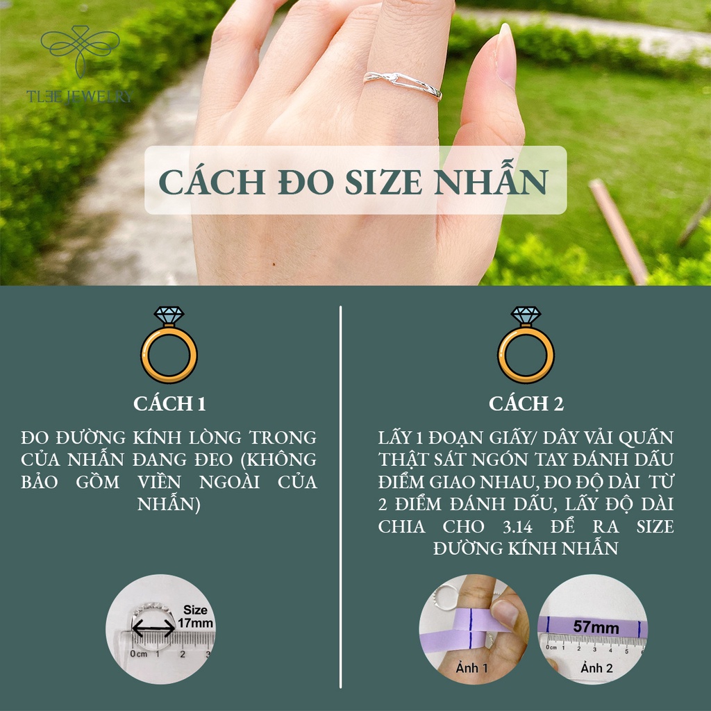 Nhẫn bạc nữ TLEE hình khối móc nối basic cá tính NCJ A0173