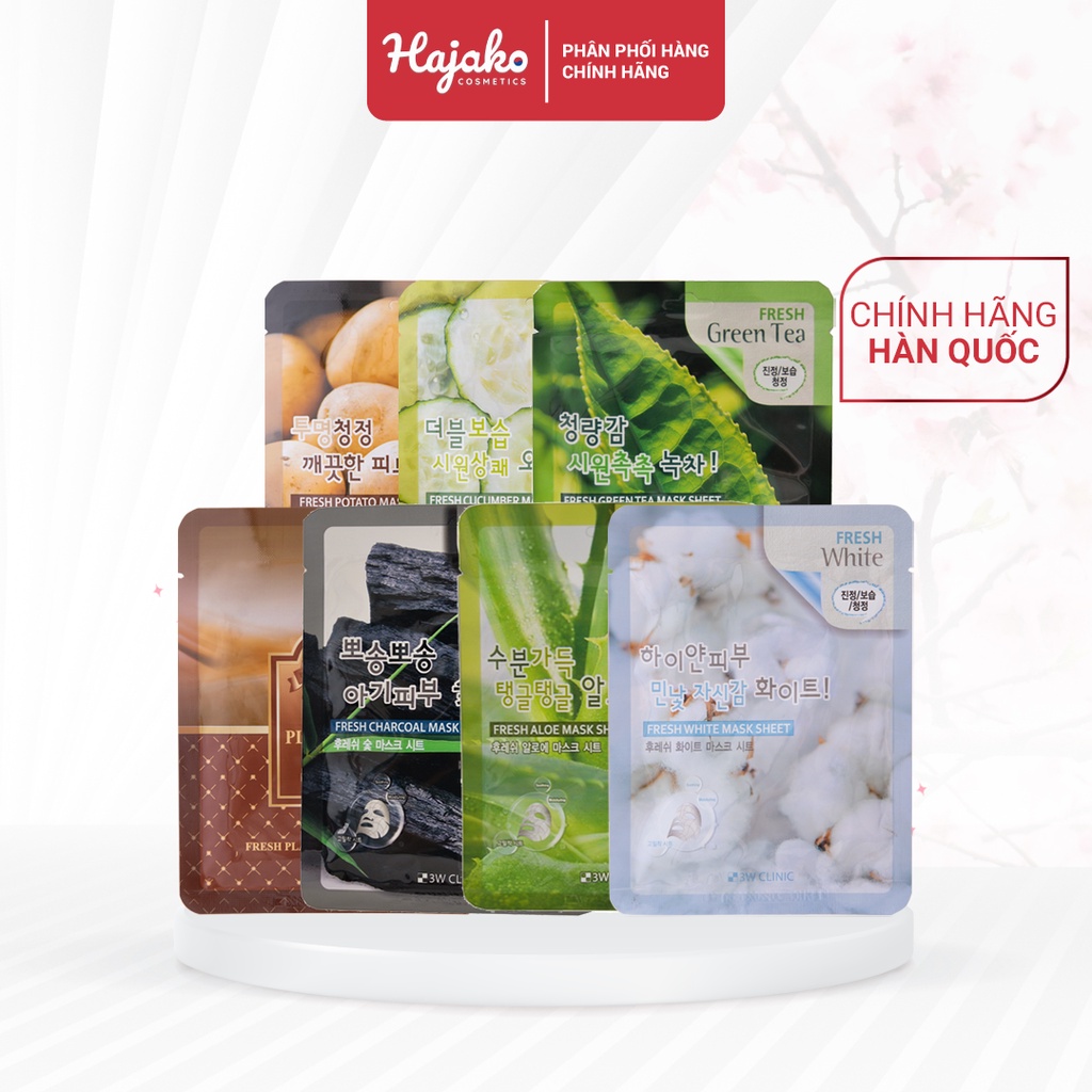 Mặt nạ sạch bã nhờn, ngừa mụn Hàn Quốc 3W Clinic Fresh 23ml HAJAKO