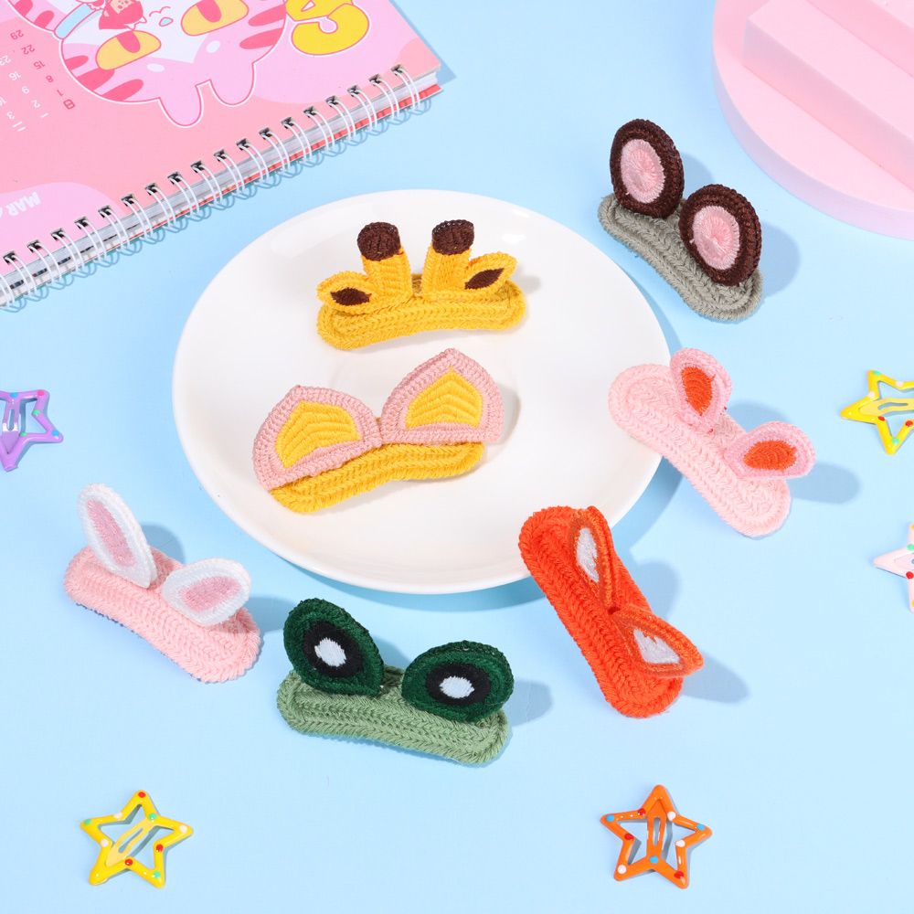 Kẹp Tóc Dệt Kim Ba Chiều Họa Tiết Hoạt Hình Động Vật Dễ Thương Phong Cách Hàn Quốc