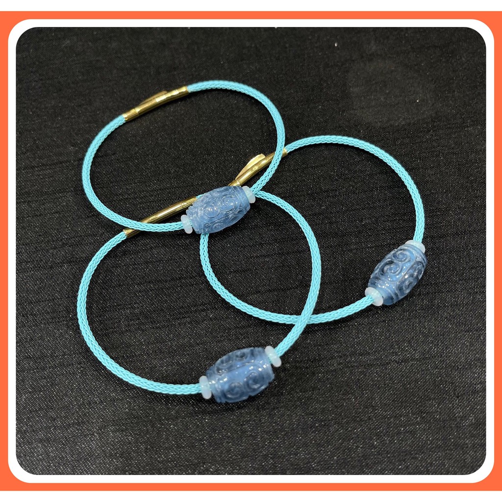 Vòng tay Lu Thống Aquamarine xanh đương tết dây xanh hàng thiên nhiên thiết kế VT300 - Hợp mệnh Thủy, Mộc