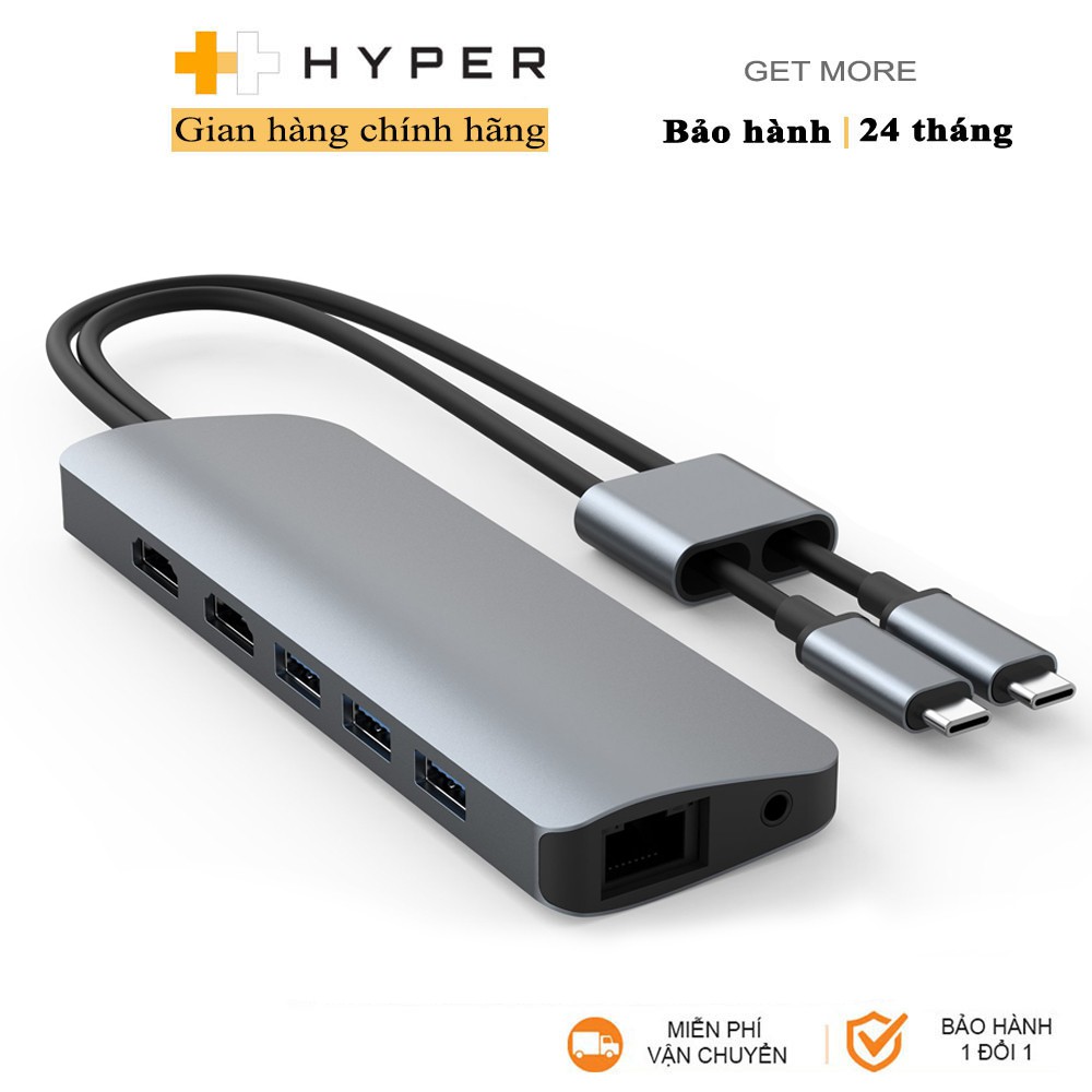 Cổng chuyển HyperDrive Viber 10-in-2 4k/60Hz USB-C Hub cho Macbook/iPad/Laptop/Surfacebook - HD392