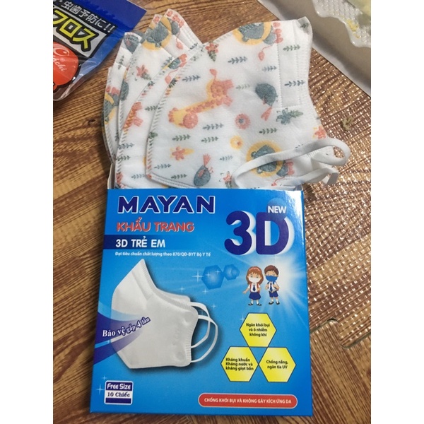 Khẩu trang cao cấp Mayan 3D trẻ em