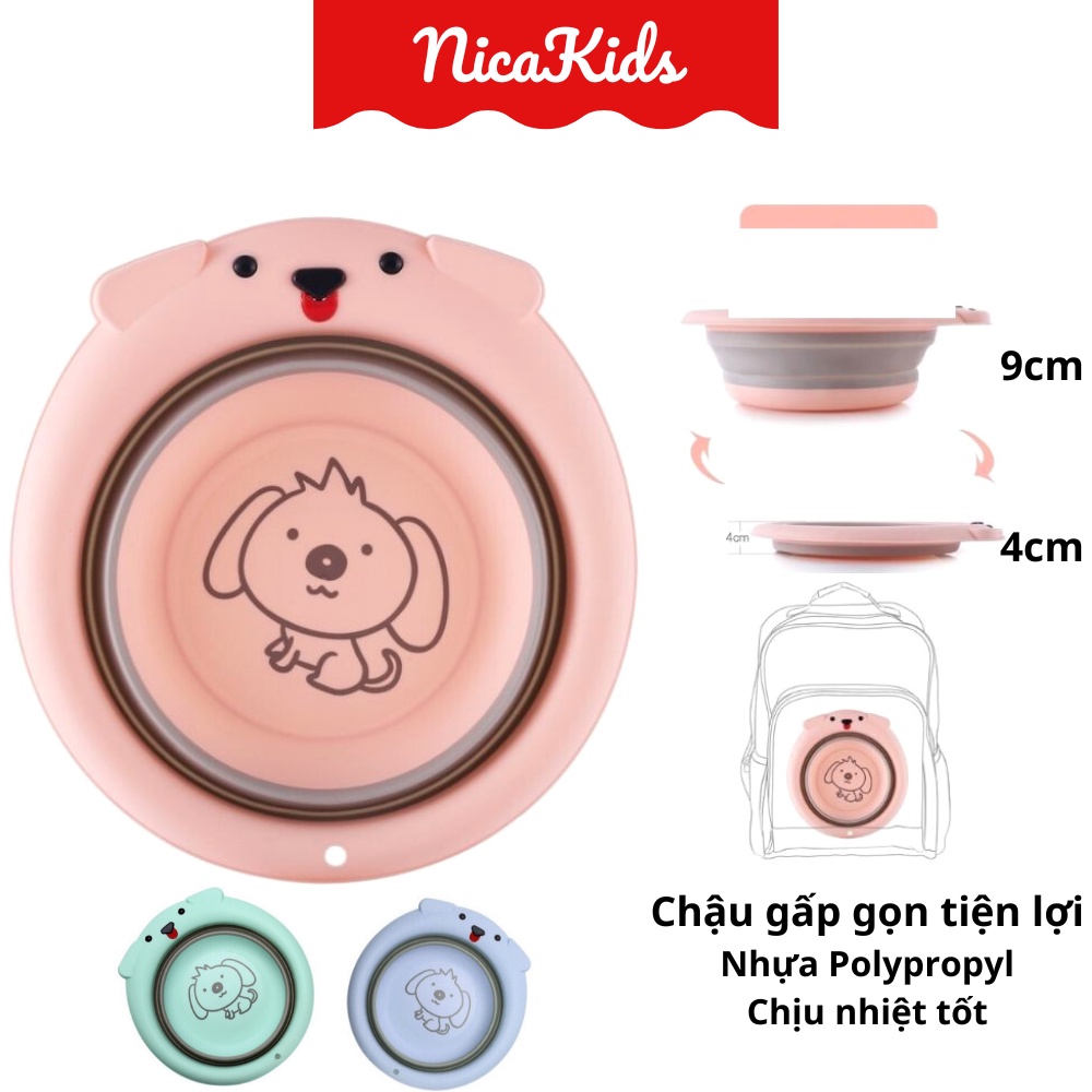 Chậu gấp gọn Chậu rửa mặt cho bé - hình cún, hình cá, hình ong