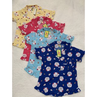 Đồ bộ pijama tay ngắn quần đùi có bèo may kỹ đẹp, bền, vải thô cotton cho bé gái từ 23kg - 25kg