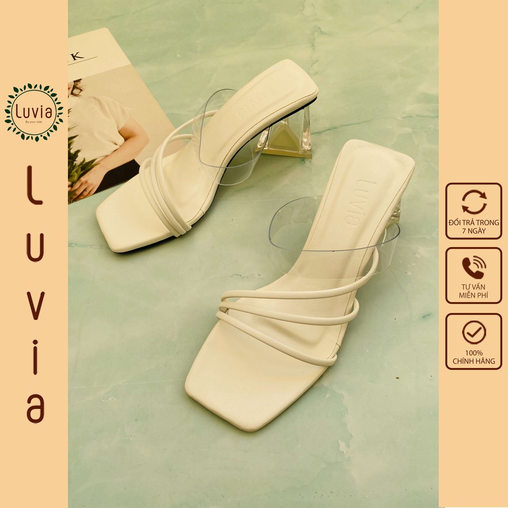 Dép nữ cao gót thời trang 7p gót tam giác mica Luvia 38CG