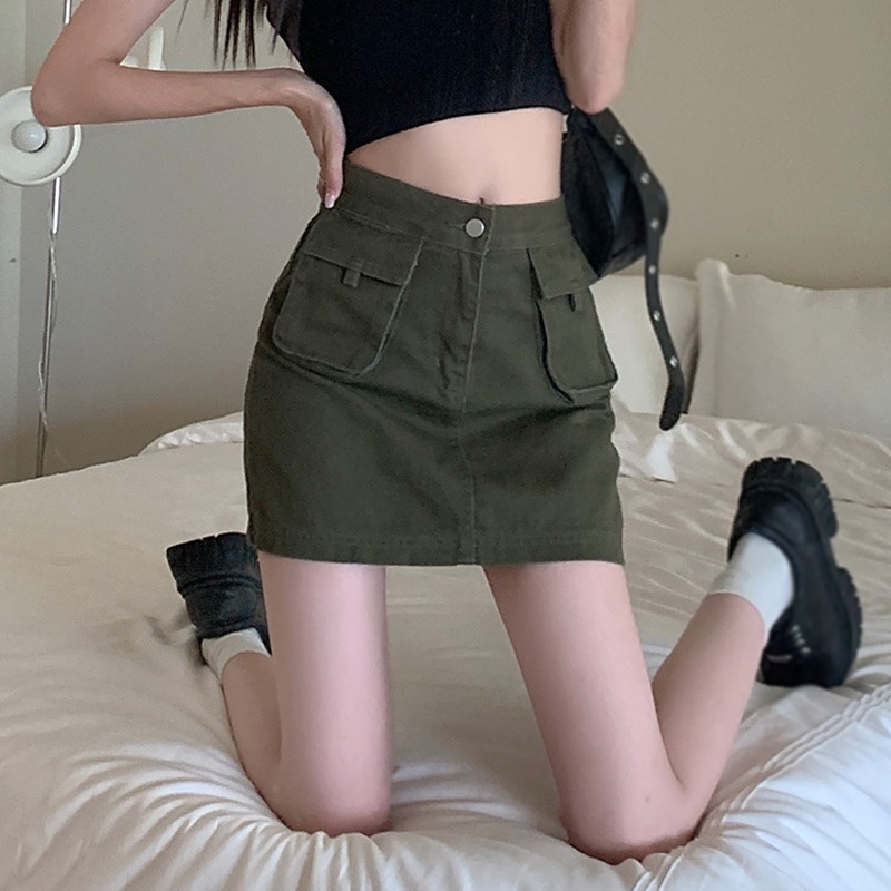 Váy denim Ngắn Lưng Cao Thời Trang Mùa Hè Dành Cho Nữ