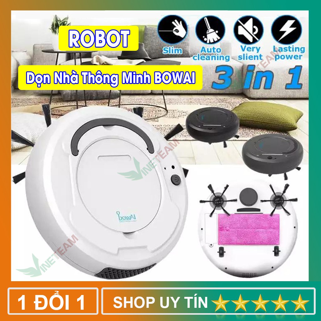 Robot Hút Bụi Lau Nhà Thông Minh BOWAI✔Tự động tránh vật cản✔Máy vận hành mạnh không gây ồn✔Bảo hành 1 đổi 1 -dc4198