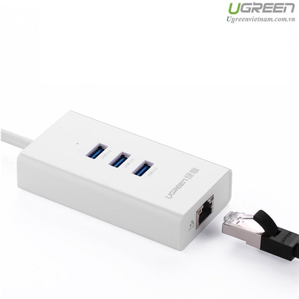 HUB Bộ chia 3 cổng USB 3.0 kèm cổng mạng Lan Gigabit Rj45 10/100/1000Mbps chính hãng Ugreen 20260 cao cấp