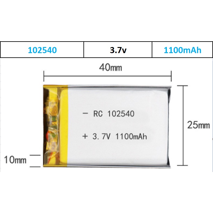 Pin Lithium - Ion 3.7V 102540 1100mah