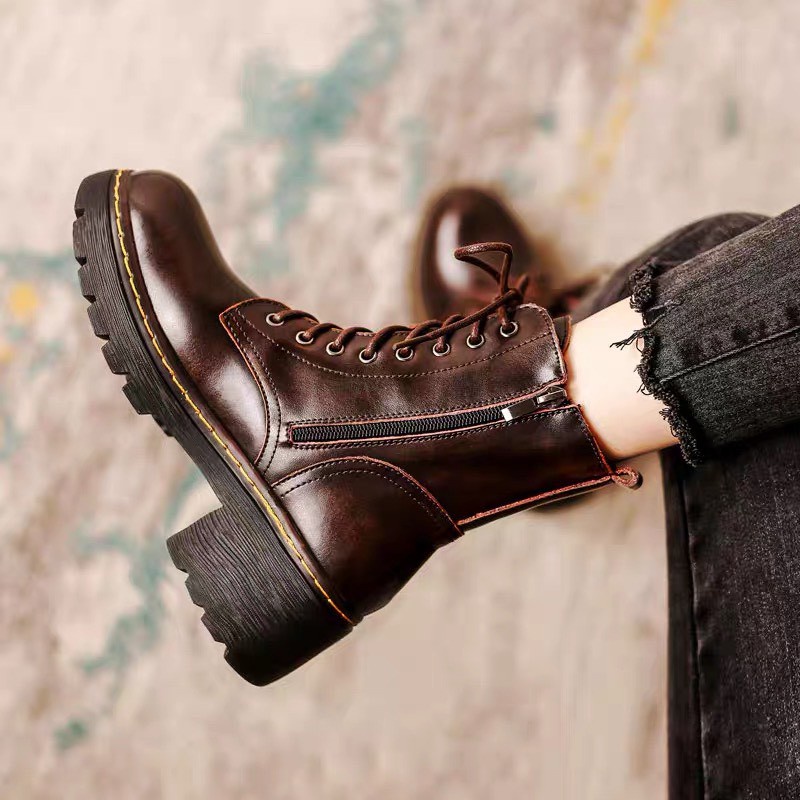 Combat boots - Boots da bò nữ kiểu dáng quân đội