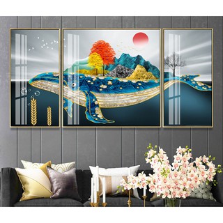 Tranh treo tường tráng gương bóng kiếng nghệ thuật hình nai vàng hiện đại sang trọng Taobao_0010