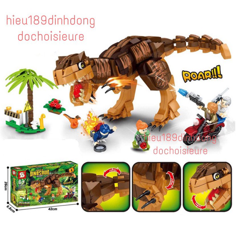 Lắp Ráp xếp hình sy1507 : Khủng long t rex bạo chúa 589+ mảnh