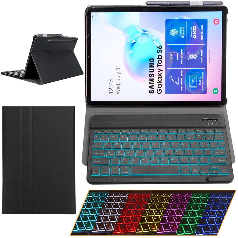 Ốp Máy Tính Bảng Có Bàn Phím Bluetooth 7 Màu Cho Samsung Galaxy Tab S4 S5e S6 S7 S7 FE A7 Lite A7 S6 Lite 10.4 Samsung Galaxy Tab A 8.0 8.4 10.1 10.5