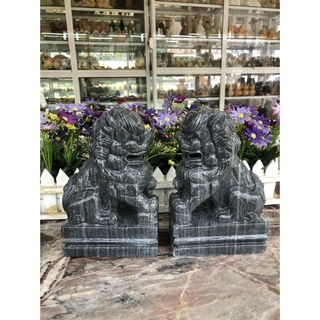 Cặp tượng Kỳ Lân phong thủy đá đen - Cao 20 cm