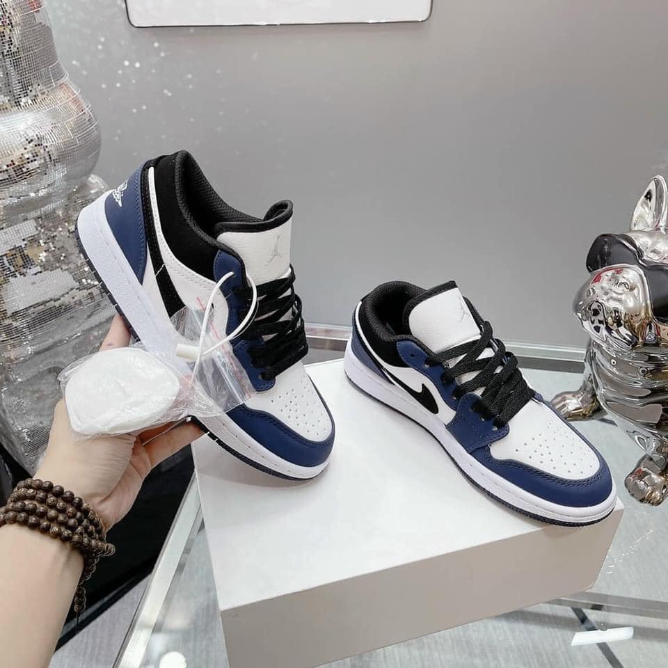 Giày thể thao jd xanh navy cổ thấp ,Giày jordan low 1 xanh than nam nữ dễ phối đồ full box bill