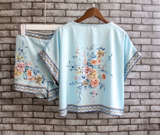 BỘ LỤA ĐÙI XANH HOA CAO CẤP