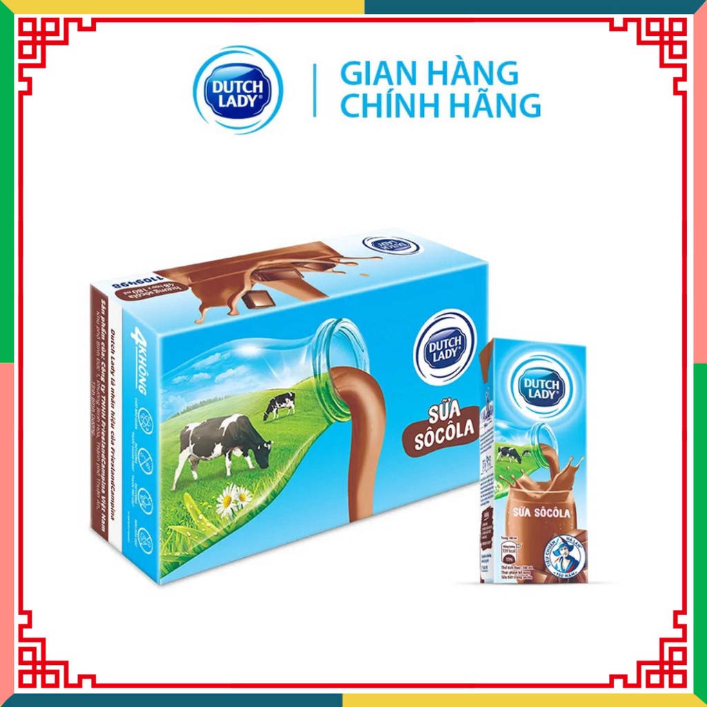 Thùng 48 Hộp Sữa Tươi  Dutch Lady thiếu nữ Hà Lan hương socola