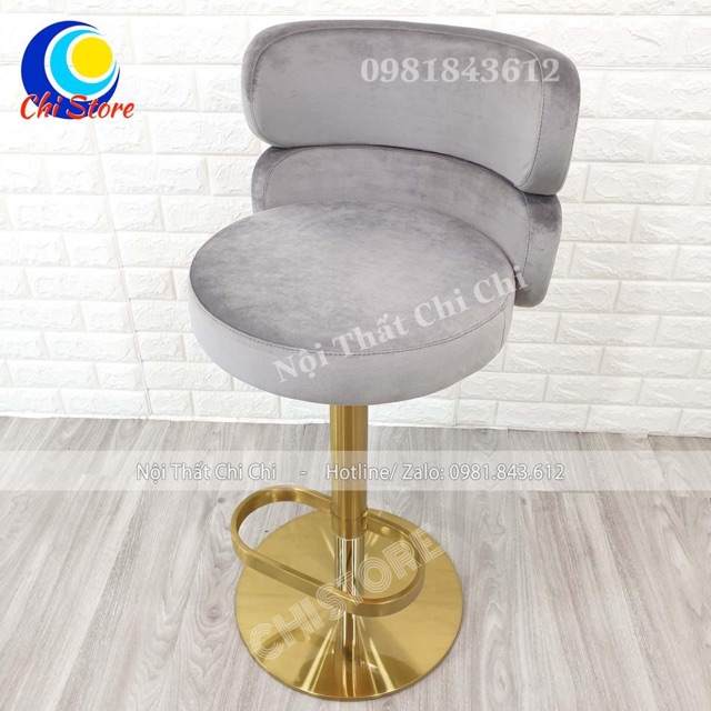 Ghế Trang Điểm Xoay, Ghế Quầy Bar Cao Cấp Inox Mạ Vàng 304 Mẫu Make Cao Cấp Dáng Thon Nâng Hạ 60-80cn