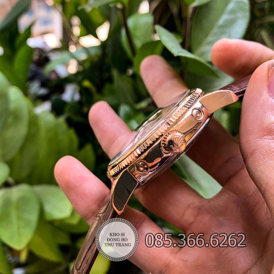 Đồng hồ nam Rolex Cơ Automatic máy nhật mẫu 6 kim trắng viền vàng size 40-41mm