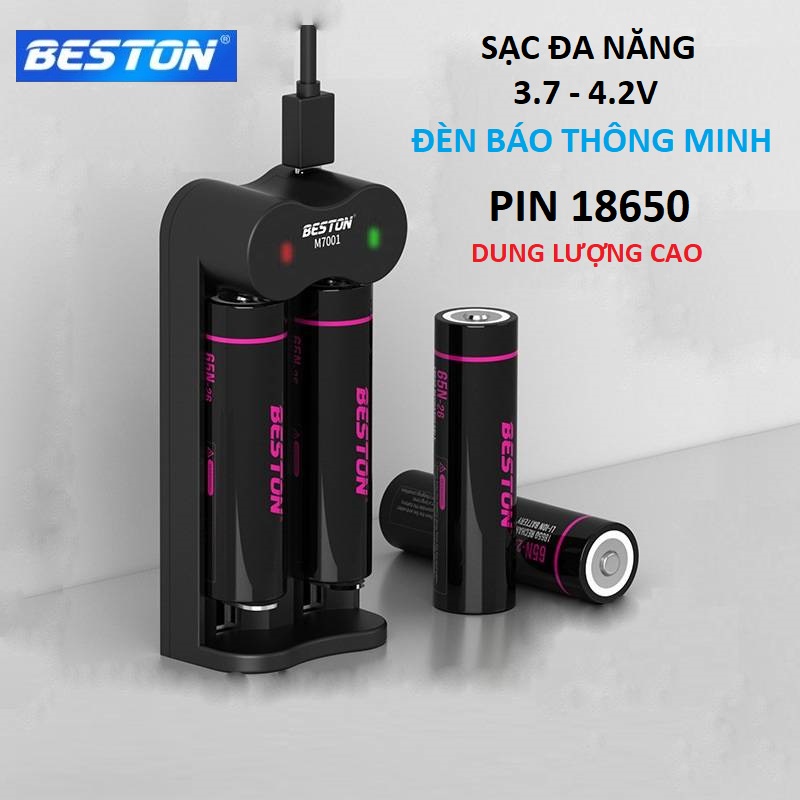 Pin Sạc 18650 Beston Chính Hãng Dung Lượng Cao, Bộ Sạc Pin 3.7V Dùng Cho Đèn Pin Siêu Sáng