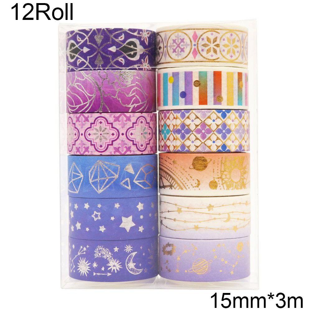 PISTA Set 12 Cuộn Băng Dính Hình Bầu Trời Sao Trang Trí Scrapbook