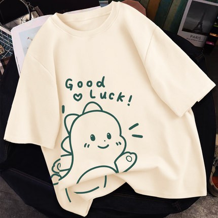 Áo thun tay lỡ-áo thun unisex-áo thun phong rộng họa tiết siêu dễ thương good luck