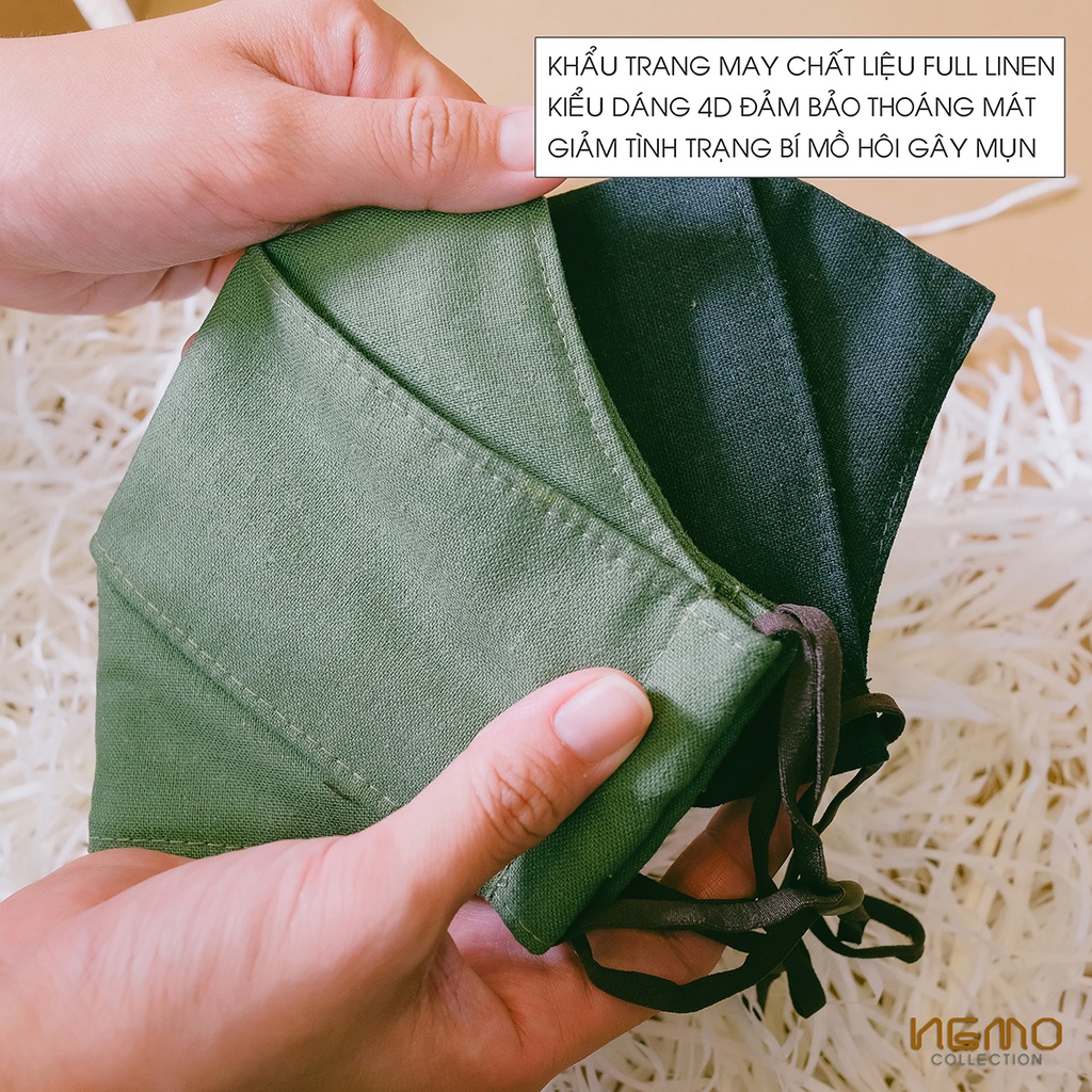 Khẩu Trang 4D Full Linen Cao Cấp NEMO, Lọc Bụi, Chống Nắng, Kháng Khuẩn, Tone Màu Vintage - KTLMT