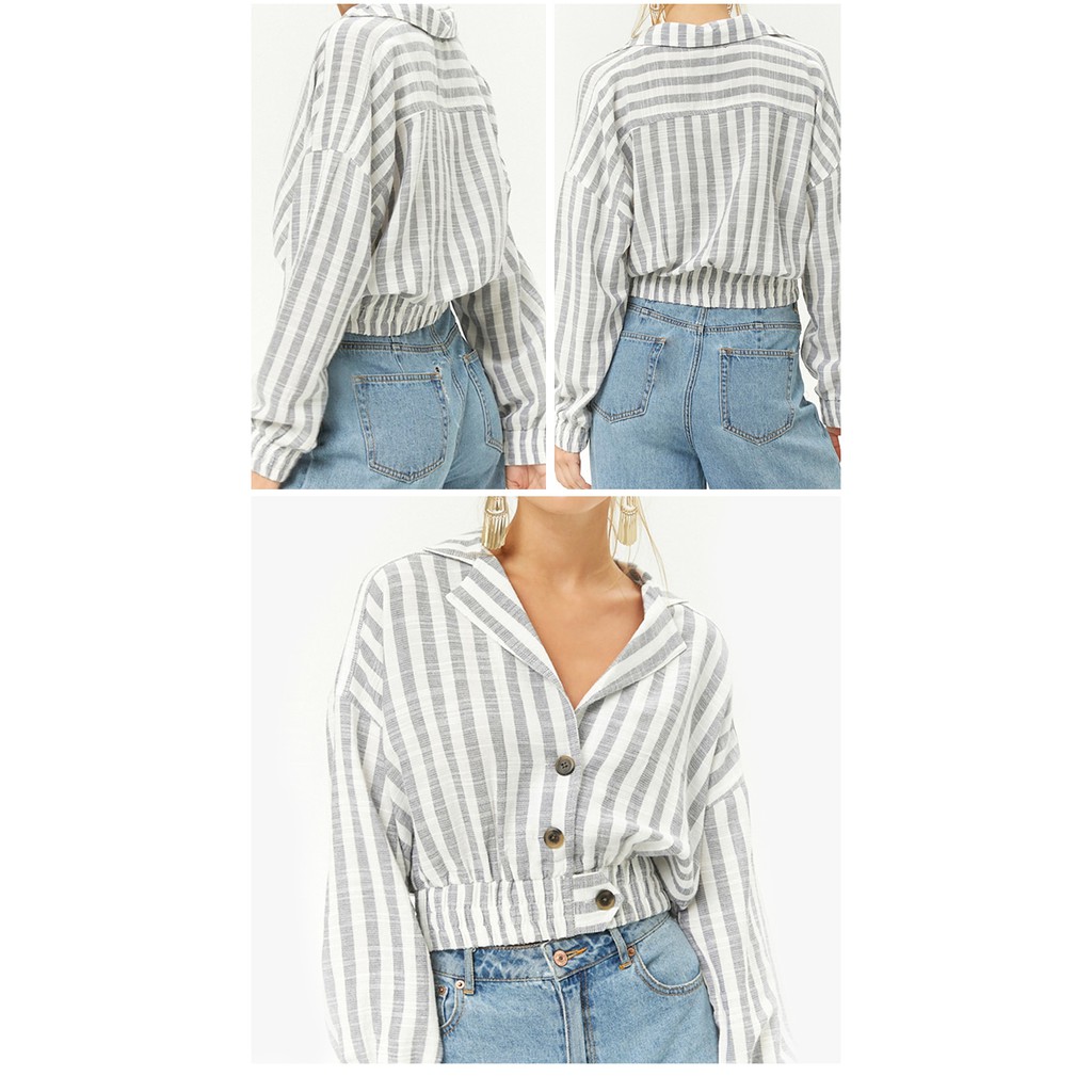 Áo sơ mi croptop kẻ