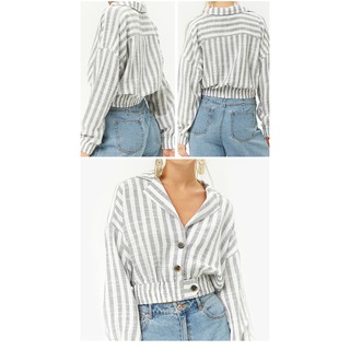 Áo sơ mi croptop kẻ
