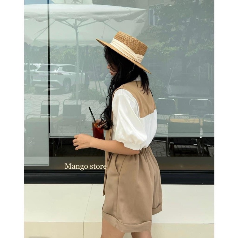 Áo sơmi nữ vải thô lụa mát mịn phối cổ thuỷ thủ phong cách Hàn quốc