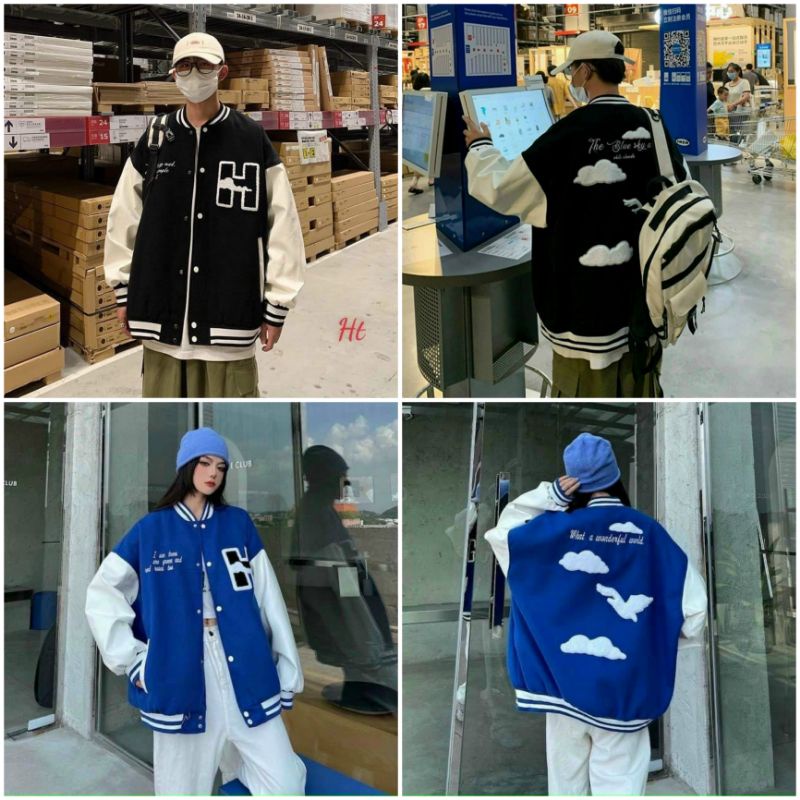 Áo Khoác dù Chữ H 2 lớp Cao Cấp Kiểu Bomber Unisex Hàn Quốc - Đẹp Rẻ Teen - Gió Nam Nữ Cặp Đôi Mặc