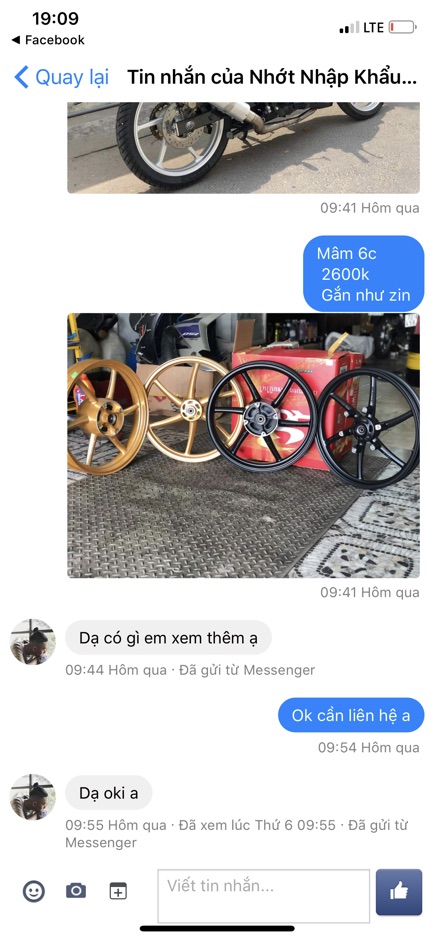 Mâm RCB 6 cây Sonic 150R chính hãng size 1.6 1.6 " gắn như zin "