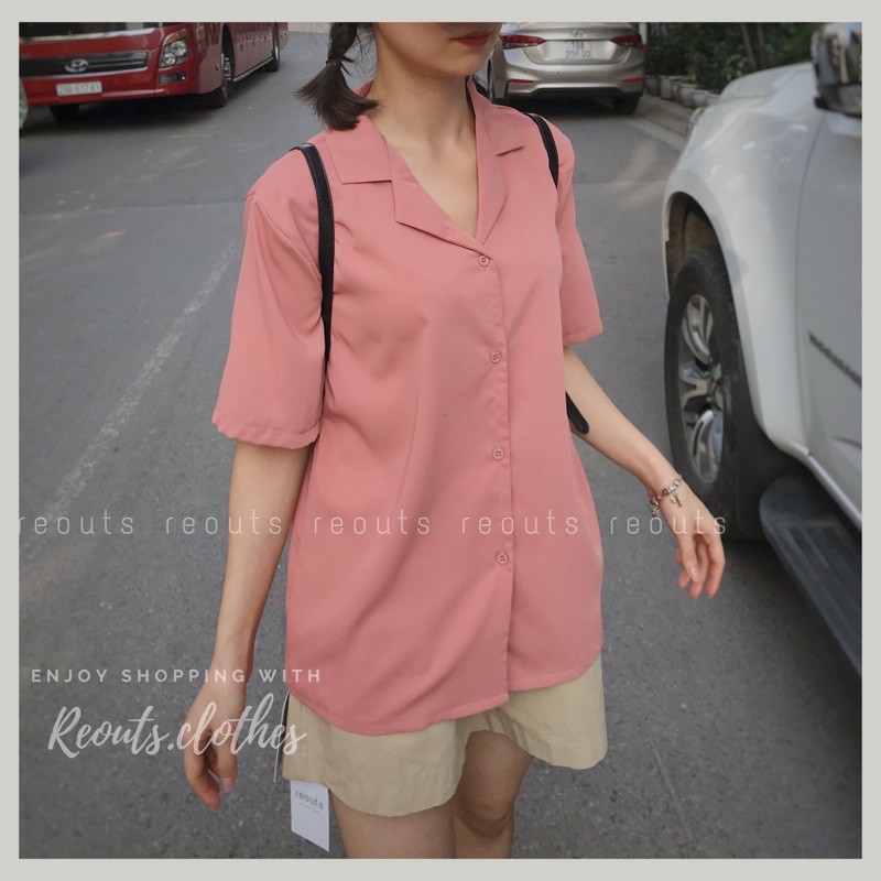 Áo sơ mi nữ công sở tay ngắn cổ vest ảnh thật Thời trang nữ Reouts | BigBuy360 - bigbuy360.vn