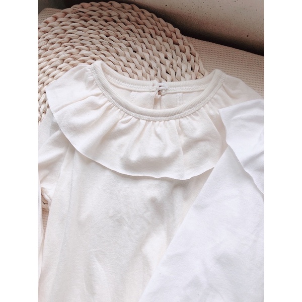 Áo dài tay cổ bèo chất liệu 100% cotton