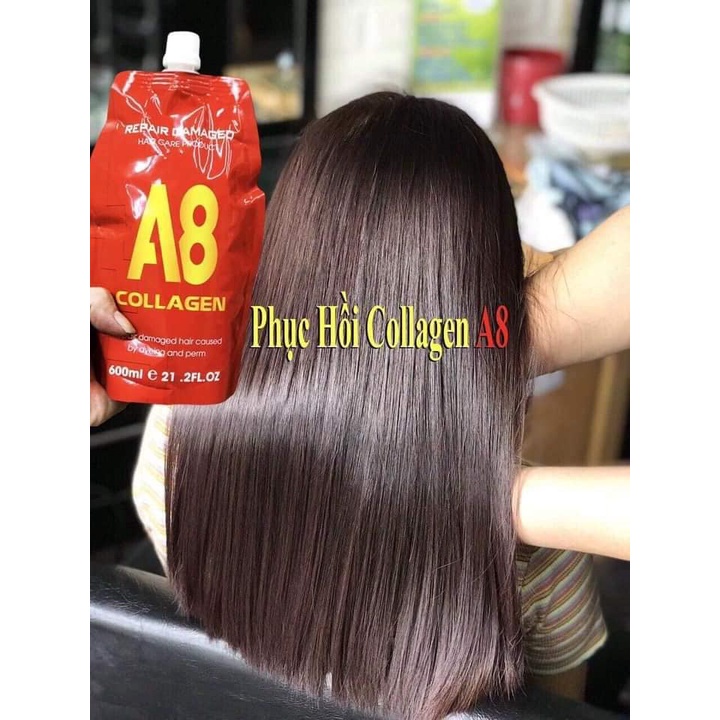 Dầu ủ tóc a8 hấp phục hồi tóc hư tổn collagen A8 600ml KKLICK77 tặng nón trùm ủ