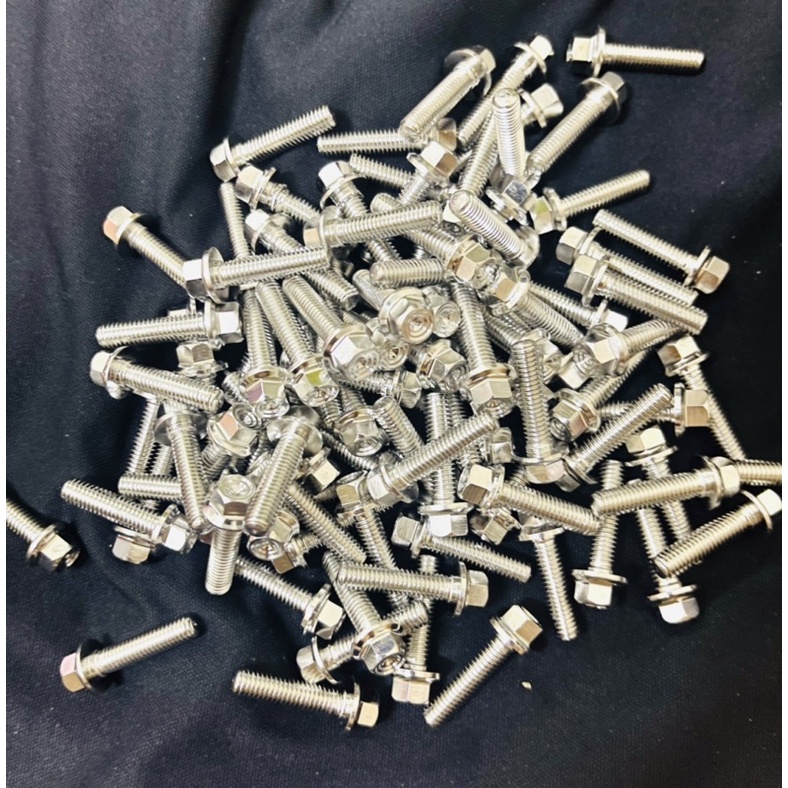 Ốc inox 6li25 đầu trụ xoắn v2 mẫu mới gắn cùm xe côn , lốc máy các xe cực sáng đẹp