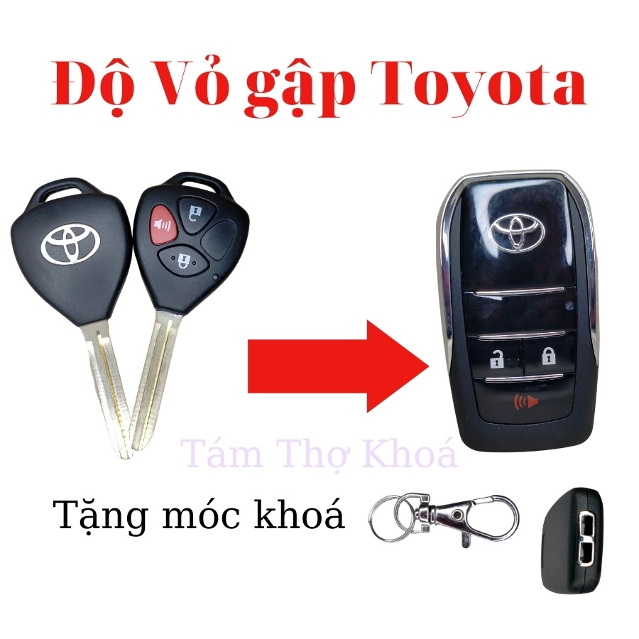 4 Nút  Vỏ Chìa Khoá Độ Gập Xe Toyota Innova, Fortuner, Vios, Yaris, corolla Altis, Camry...