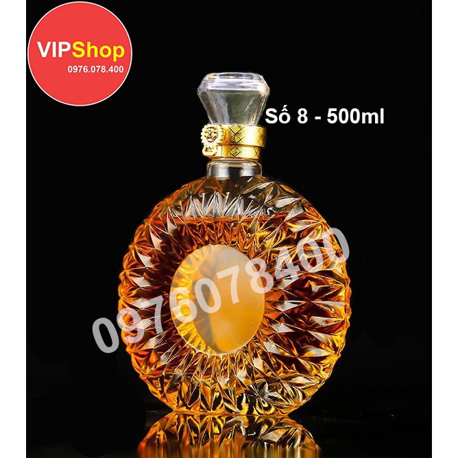 [ LOGO XO ] Vỏ Bình Thủy Tinh XO Tròn Đựng Rượu 500ml, Bình Ngâm Rượu XO Cao Cấp, CTT-08