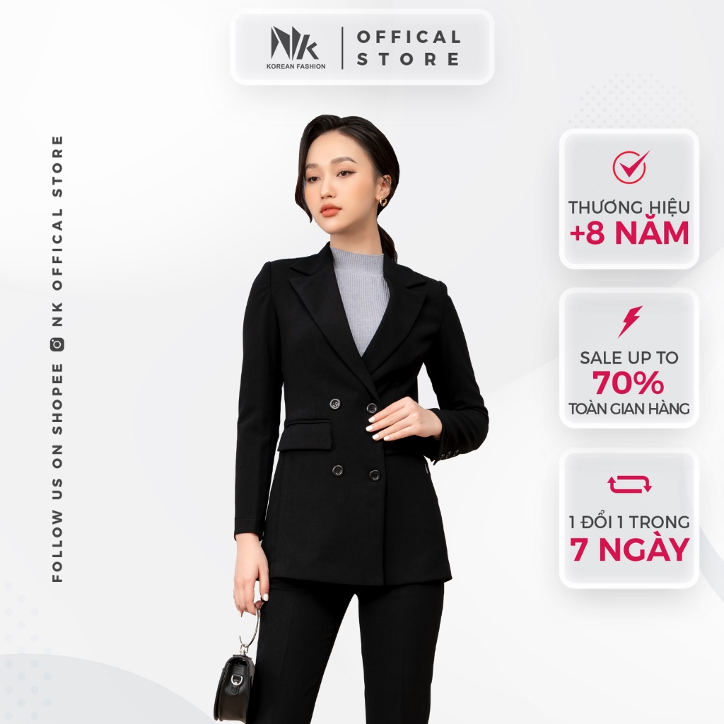 Áo Ký Giả Dáng Dài NK Fashion Thiết Kế Dài Tay Kèm Cúc Bọc Một Lớp Nhẹ Nhàng, Chất Liệu Nhập Hàn Mềm Mịn NKAK2106009