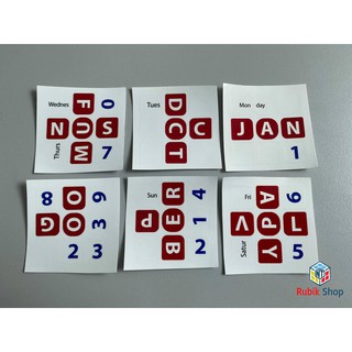 [Phụ Kiện Rubik] Miếng dán Sticker Rubik Hóa Học, Rubik Calendar (Trắng Xanh/ Trắng Đỏ)