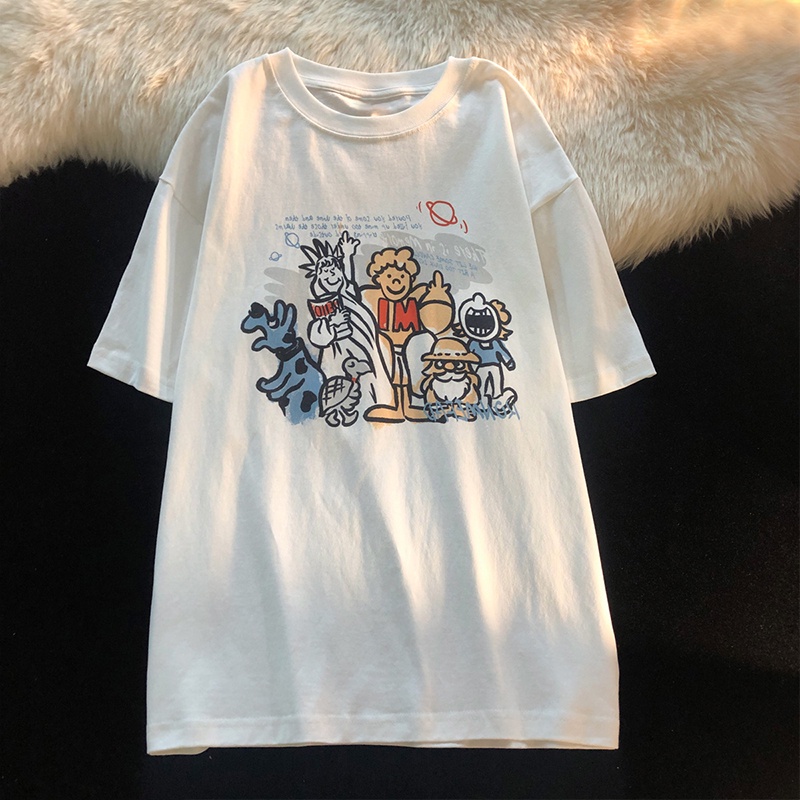 NRVP Áo thun cotton tay ngắn cổ tròn thời trang mùa hè phong cách Hàn Quốc cho nữ