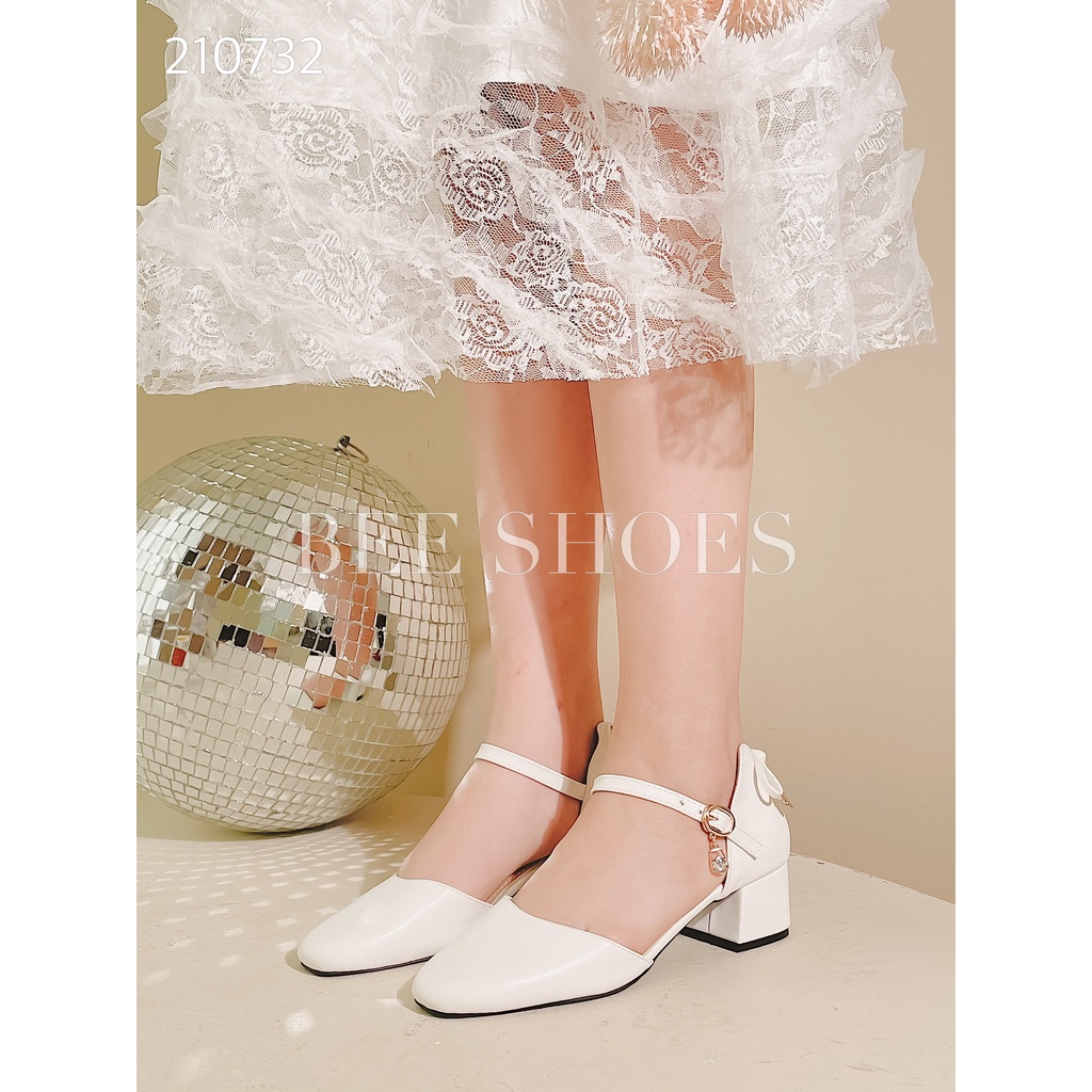 BEESHOES - GIÀY BÚP BÊ DA MỀM MŨI TRÒN - GIÀY BÚP BÊ ĐẾ TRỤ CAO 4CM CÓ SẴN MÀU ĐEN - KEM - TRẮNG 210732