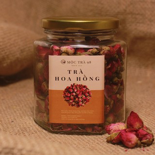 TRÀ HOA HỒNG - Hũ 350ml (nụ hoa hồng sấy khô làm trà dưỡng nhan mùi thơm tự nhiên bổ dưỡng đẹp da chống lão hóa)