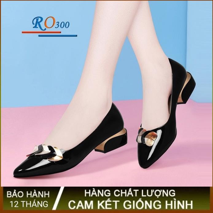 . Giày búp bê nữ cao gót 2p hàng hiệu rosata đẹp hai màu đen xanh ro300 ;'.