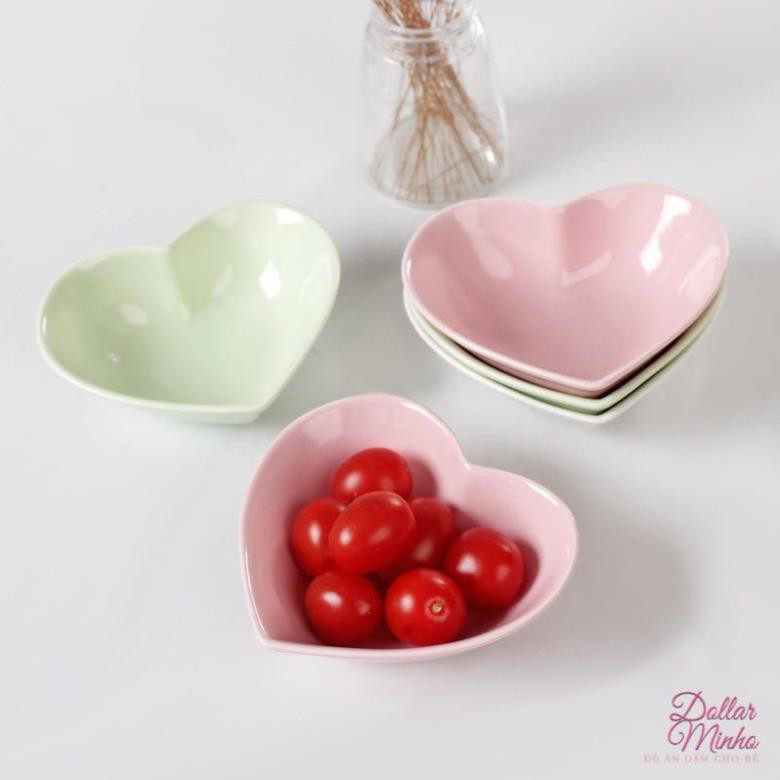 Bát ăn dặm gốm sứ hình trái tim 100ml cho bé