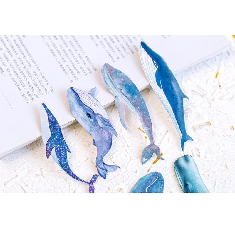 Hộp 30 thẻ đánh dấu trang sách họa tiết cá voi độc đáo