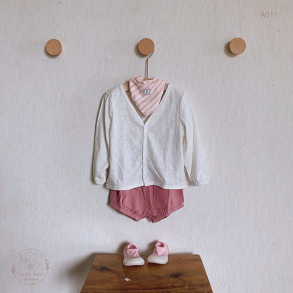 🅷.🄴🅅🄰🄽 Áo khoác cardigan nhẹ mùa hè, chống nắng, chắn gió cho bé, vải slub cotton thoáng mát mềm mại, co giãn tốt