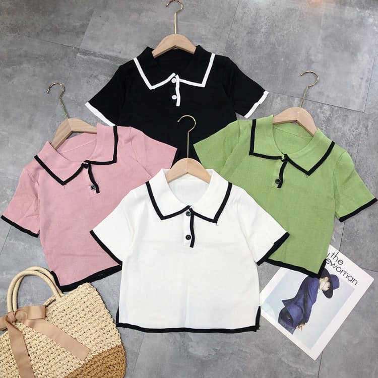 Áo len mong cổ bẻ viền đen đính 2 cúc xinh(kèm video,ảnh thật) | BigBuy360 - bigbuy360.vn